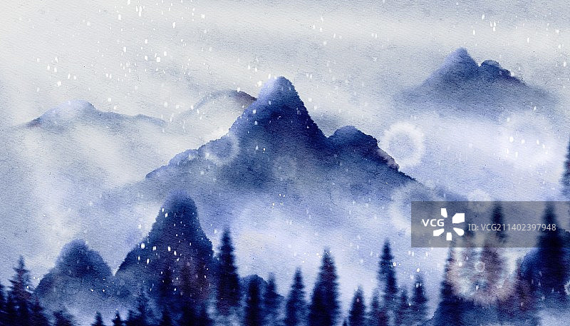 冬天自然风景插画图片素材