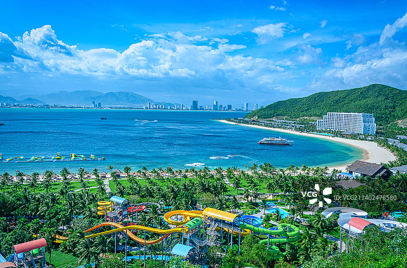 越南芽庄珍珠岛游乐园海景自然风光图片素材