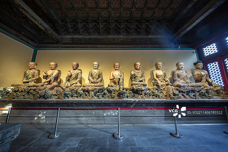 北京市海淀区万寿寺（北京艺术博物馆）慧日长辉殿：十八罗汉图片素材
