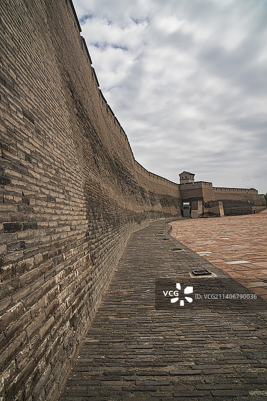平遥古城城墙道路的风光图片素材
