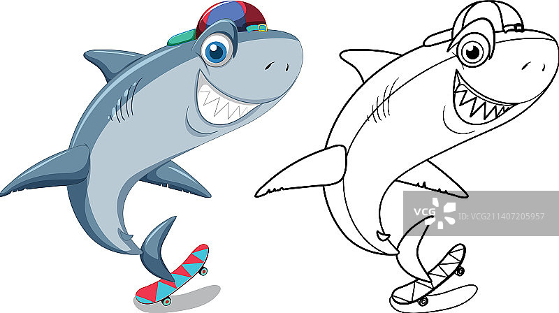 给鲨鱼画个动物形象图片素材