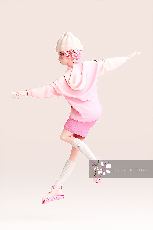 3D渲染的时尚女孩图片素材