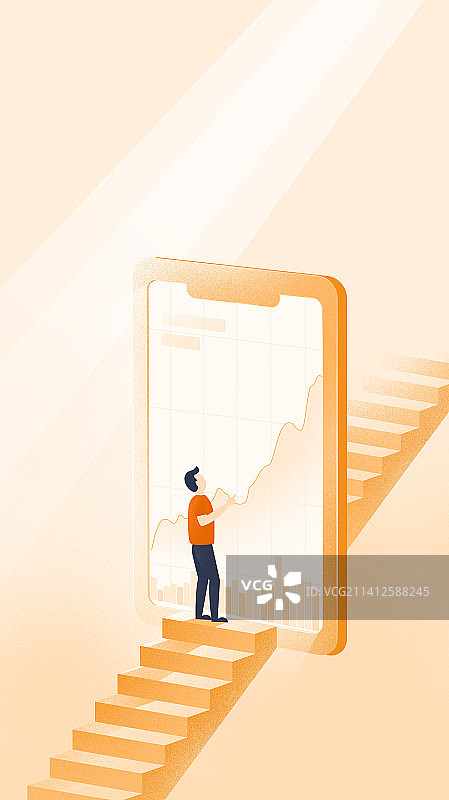 互联网金融股票增长收益人物阶梯插画图片素材
