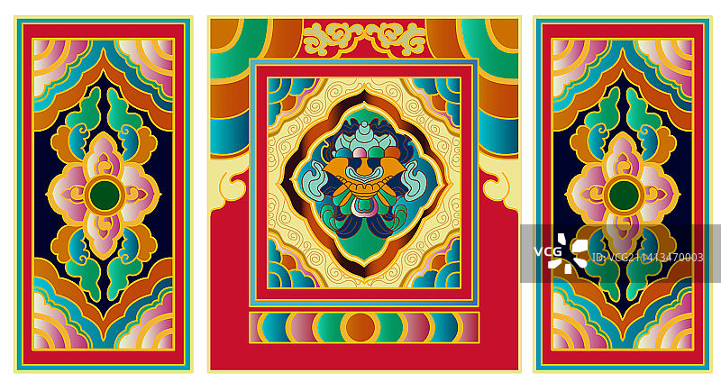 藏族花纹矢量插画图片素材
