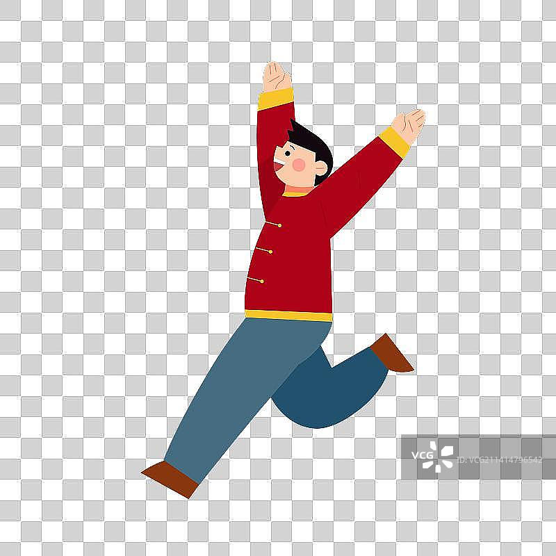 节日快乐传统欢乐男孩奔跑插画元素图片素材