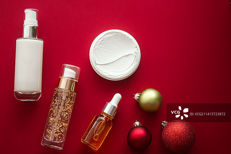 美容产品和圣诞，豪华护肤，水疗和美容美发图片素材