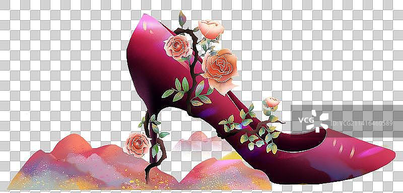 玫瑰花与高跟鞋图片素材
