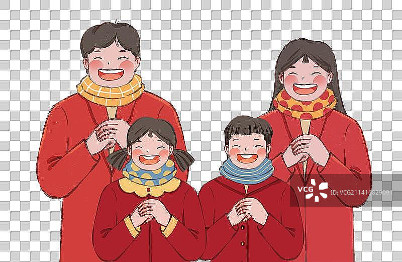 中国传统节日春节除夕全家福一家人团圆拜年元素图片素材