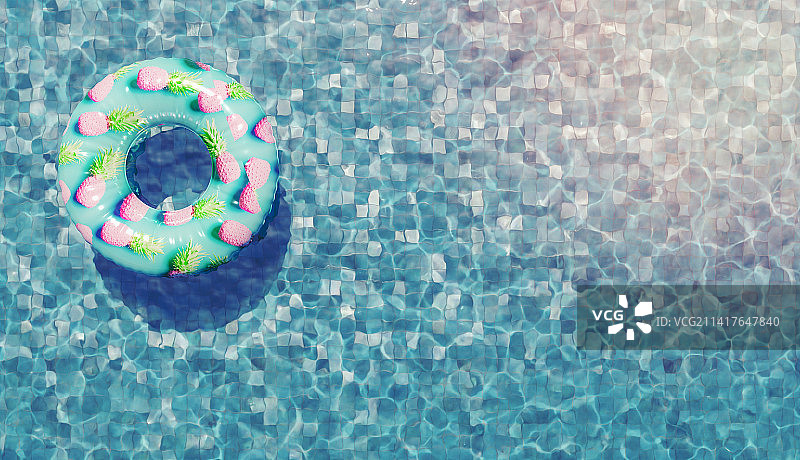 罗马尼亚，漂浮在游泳池里的充气环图片素材