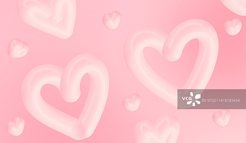 3D渲染粉色爱心插画背景图片素材