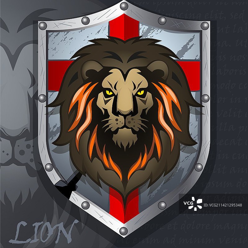 骑士盾上的狮子头标志图片素材