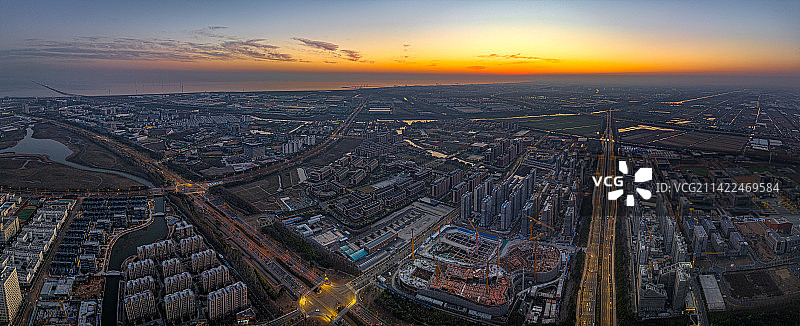 上海建桥学院 临港夜景航拍 临港大学城 临港新城 南汇新城图片素材