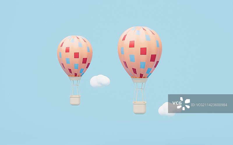 3D渲染飞行的热气球图片素材