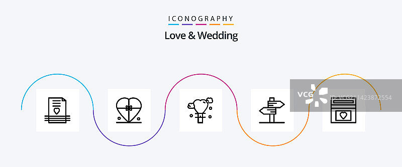 爱情和婚礼线路5图标包包括图片素材