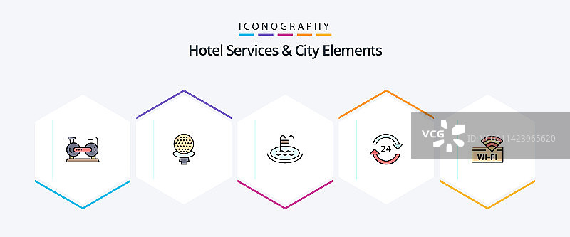 酒店服务和城市元素25条齐全图片素材