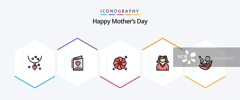 快乐的母亲节25填充线图标包图片素材