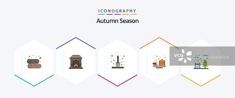 秋季25平图标包包括叶子图片素材