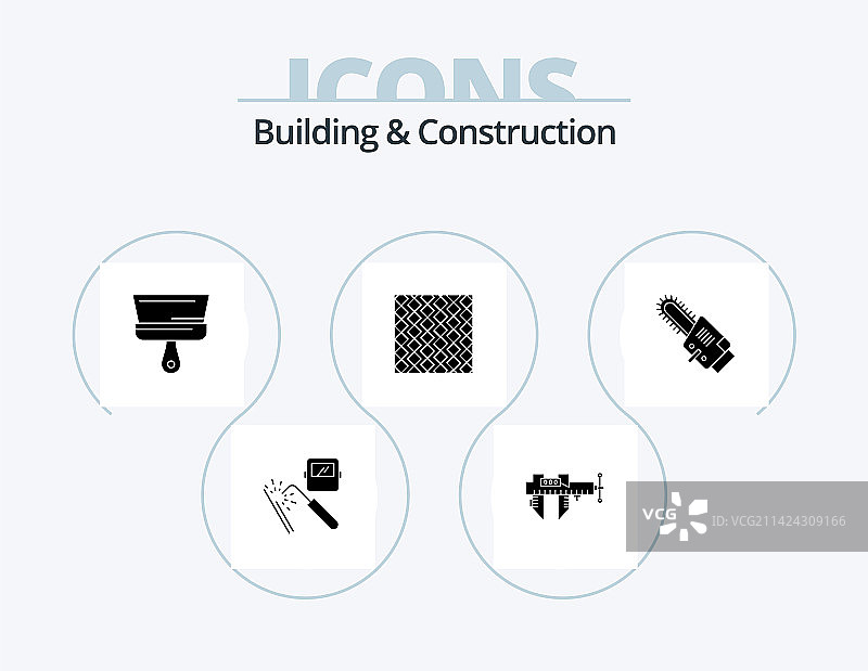 建筑和建筑符号图标包5个图标图片素材
