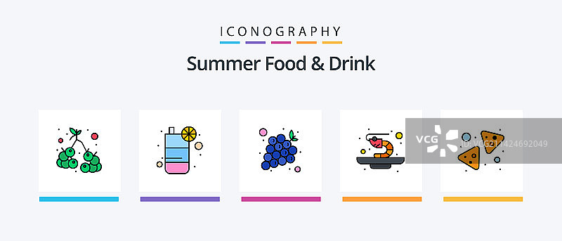 夏季食品和饮料线填充5图标包图片素材