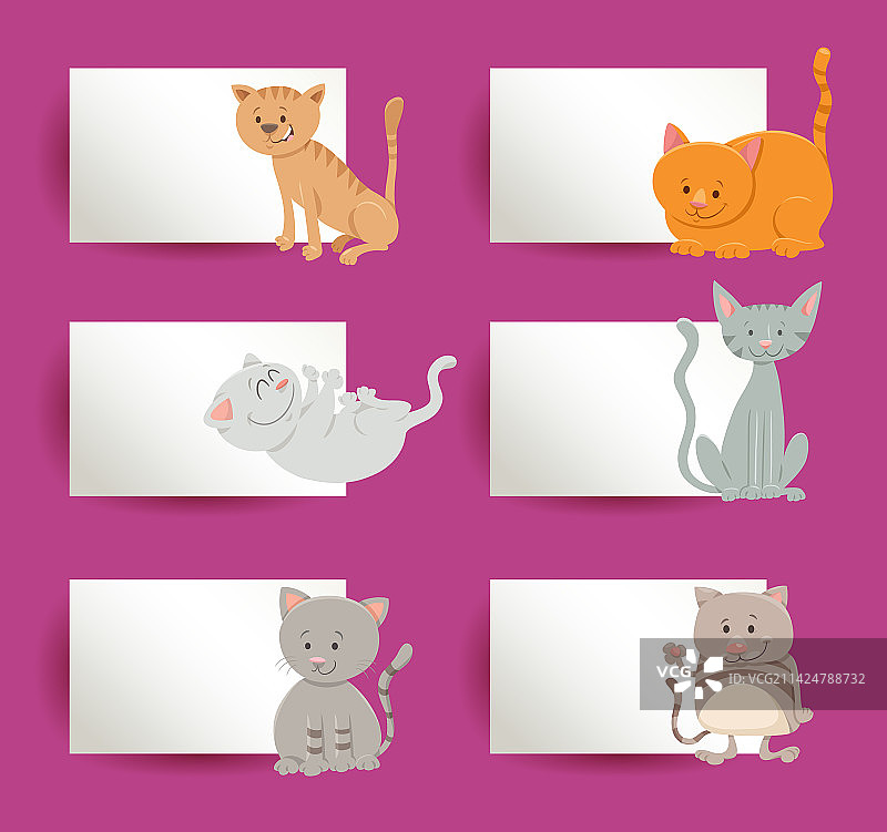 卡片设计集卡通猫和小猫图片素材