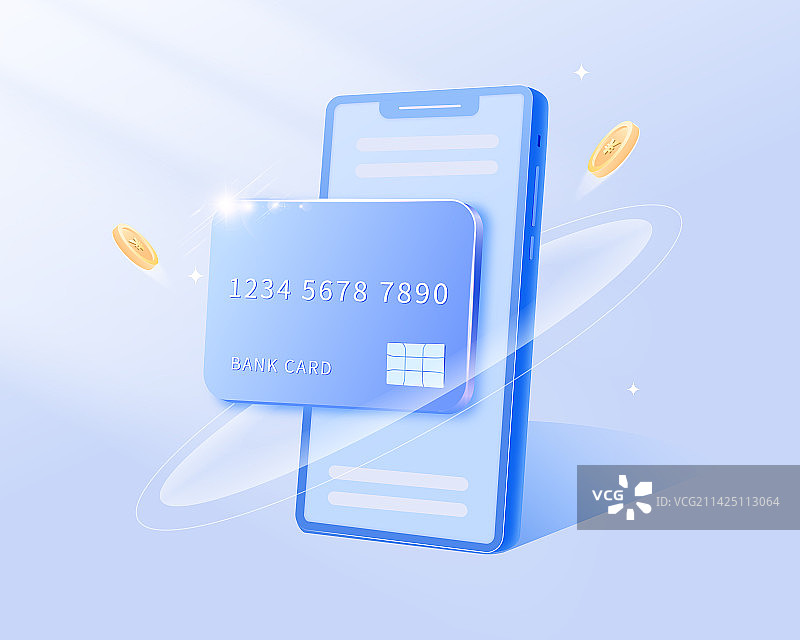 金融理财银行卡信用卡支付插画图片素材