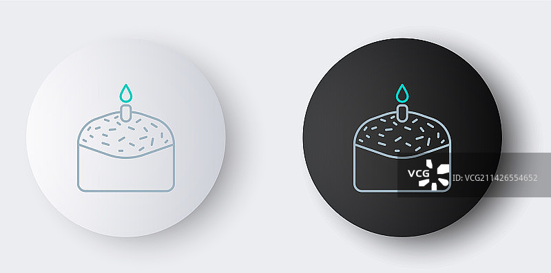 线条复活节蛋糕和蜡烛图标孤立在灰色图片素材