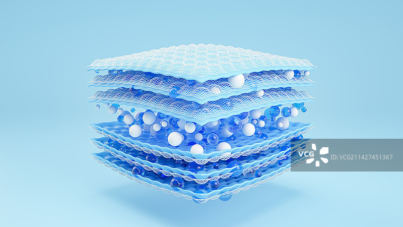3D渲染微观纳米面料水分子渗透过滤图片素材