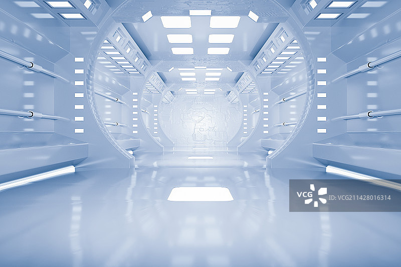 3D渲染现代科技隧道室内建筑空间展厅图片素材