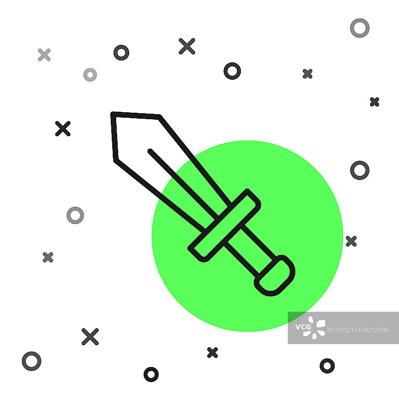 黑线剑为游戏图标隔离在白色上图片素材