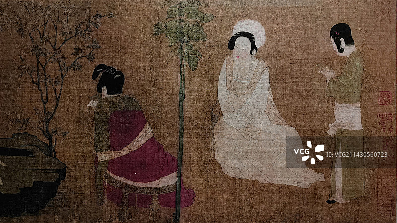 中国古代绘画作品，唐，仕女图图片素材