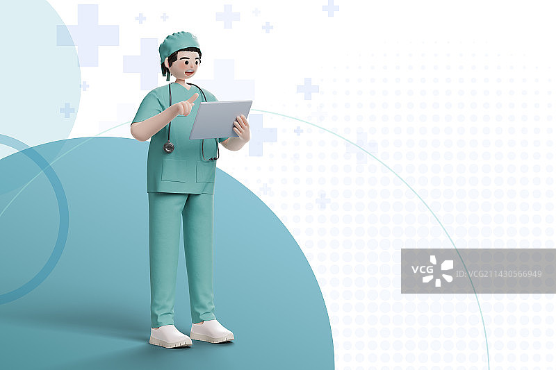 3D卡通男性医护工作者人物插图图片素材