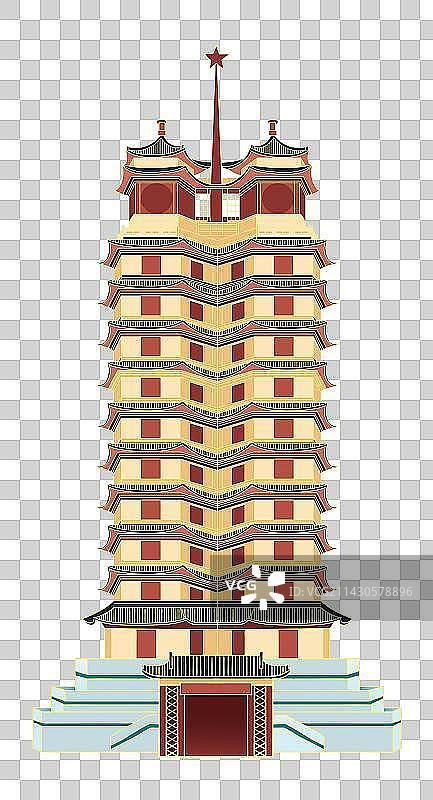 河南郑州地标建筑二七纪念塔插画元素图片素材