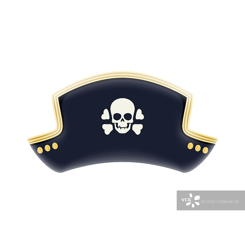 卡通海盗船长三角帽与头骨图片素材