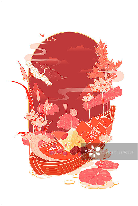 端午节粽子中国风矢量插画海报插画图片素材