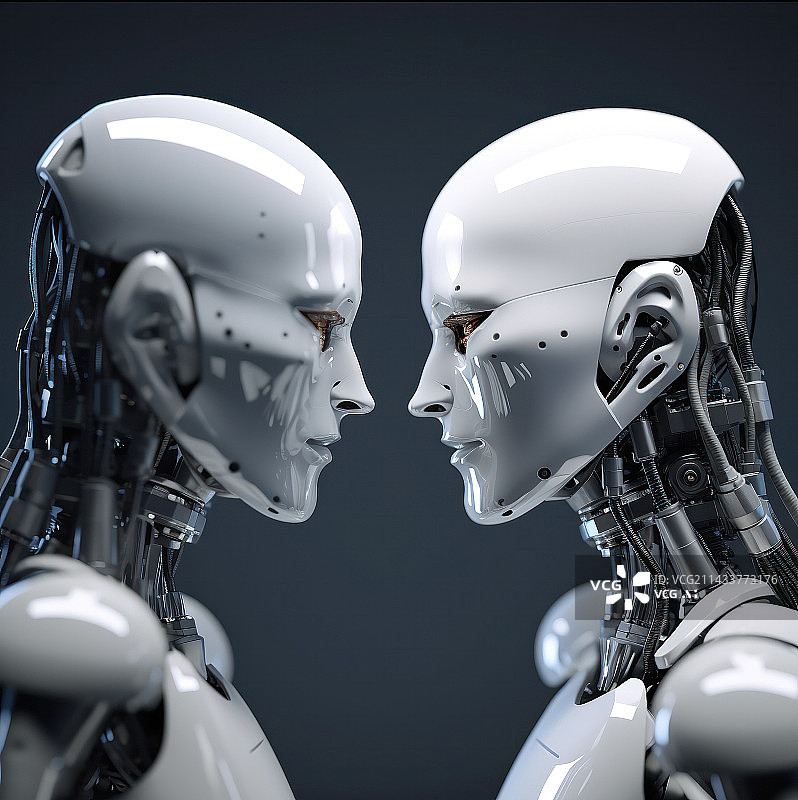 【AI数字艺术】AI机器人的面对面图片素材
