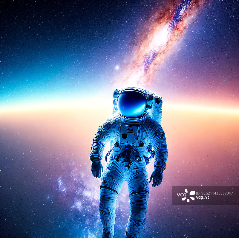 【AI数字艺术】宇航员登陆银河系星空灿烂航天事业图片素材