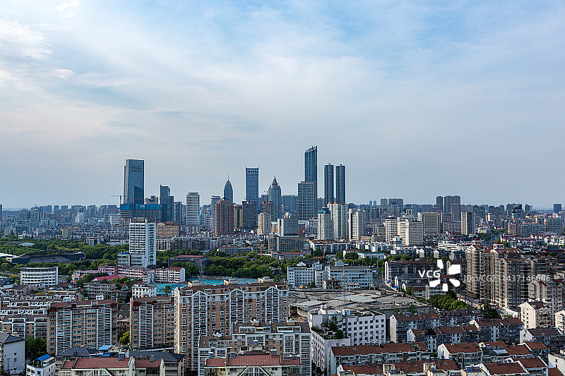 江苏省无锡市航拍市中心城市建筑全景风光图片素材