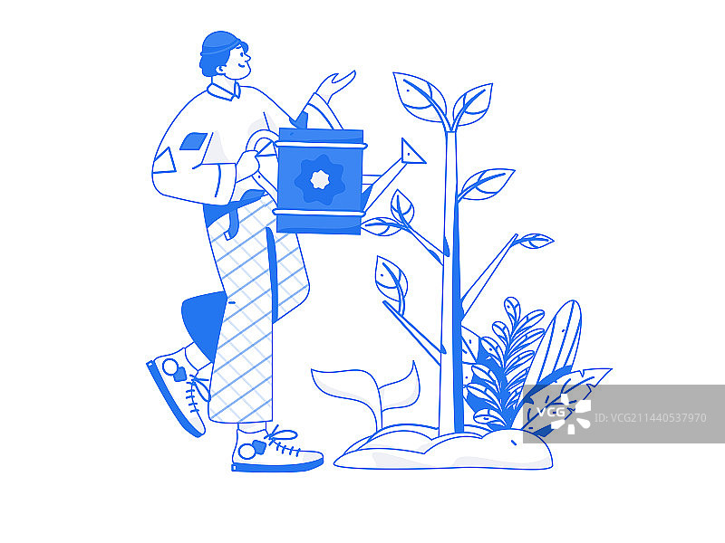 春天植树节栽树的扁平人物矢量概念运营手绘插画图片素材