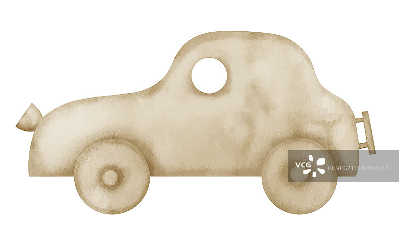 木制玩具车水彩手绘图片素材