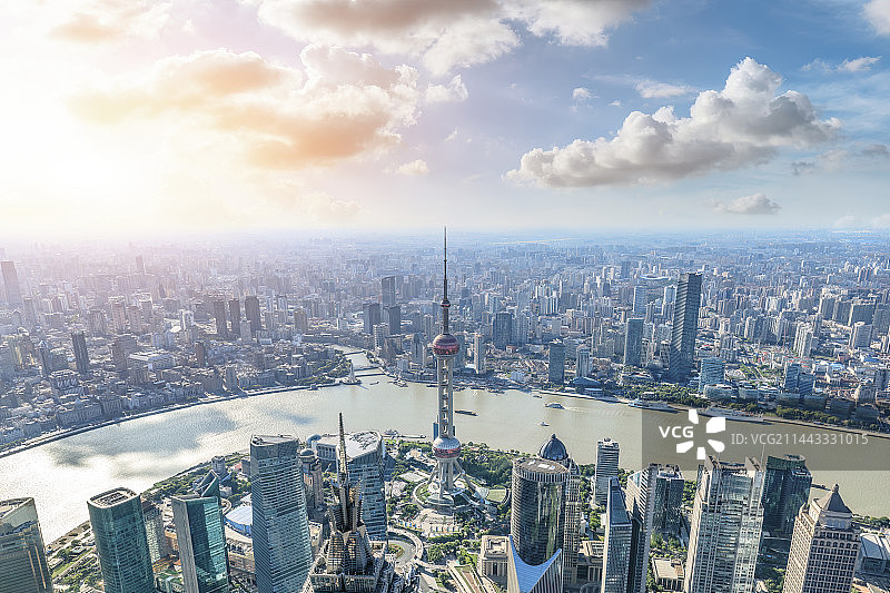 中国上海高角度城市线建筑风光图片素材