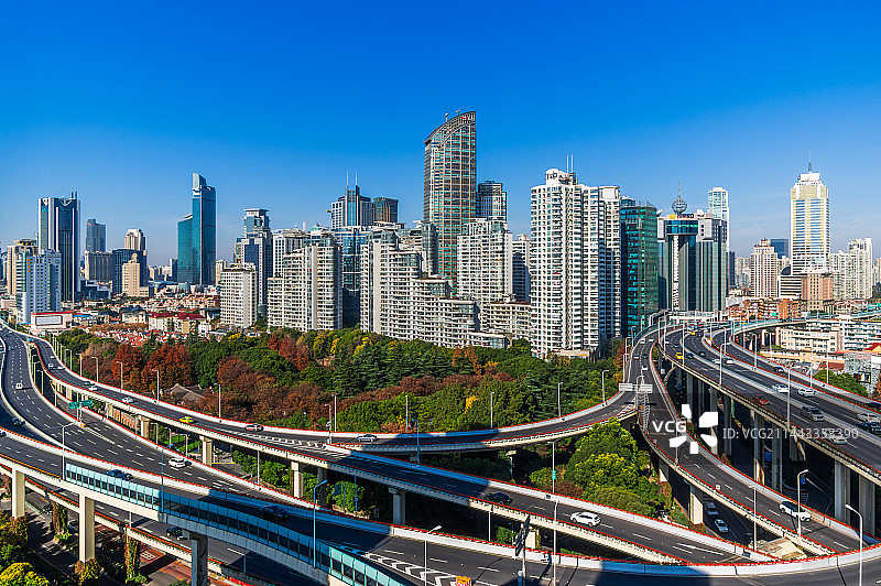 上海延安路高架城市风光图片素材