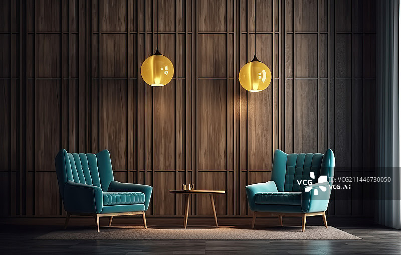 【AI数字艺术】现代室内客厅的家具沙发图片素材