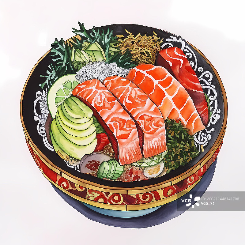 【AI数字艺术】寿司美食插画图片素材