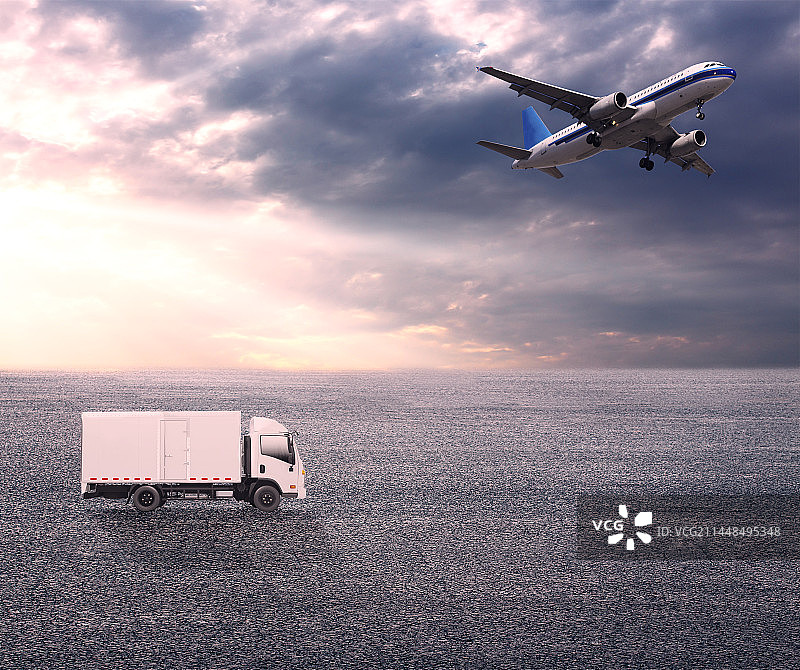 飞机、货车等空陆交通概念图片素材