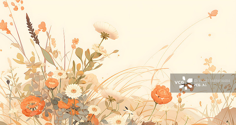 【AI数字艺术】简约花朵的插画背景图片素材