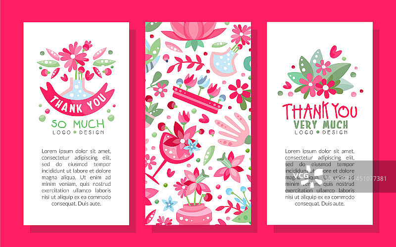粉红色的花朵横幅设计与花卉盛开图片素材