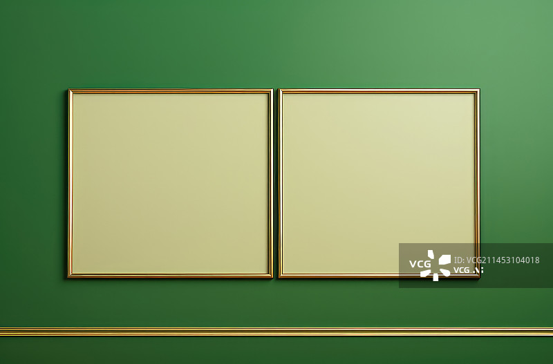 【AI数字艺术】绿色背景的空白中式边框图片素材