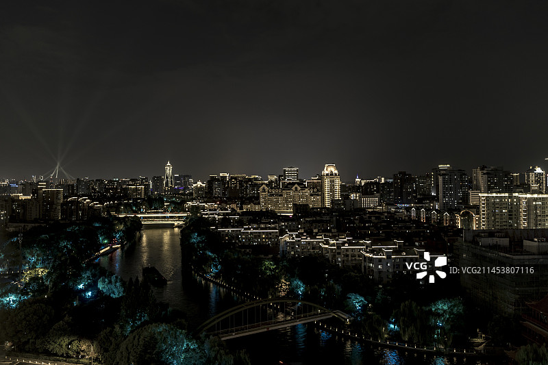 杭州 京杭大运河 环球中心 夜景灯光秀图片素材