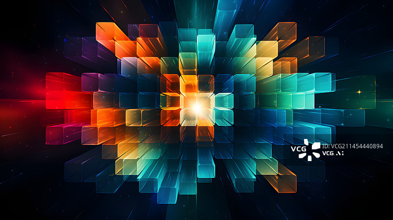 【AI数字艺术】数码彩色星星发光抽象图形海报网页PPT背景图片素材