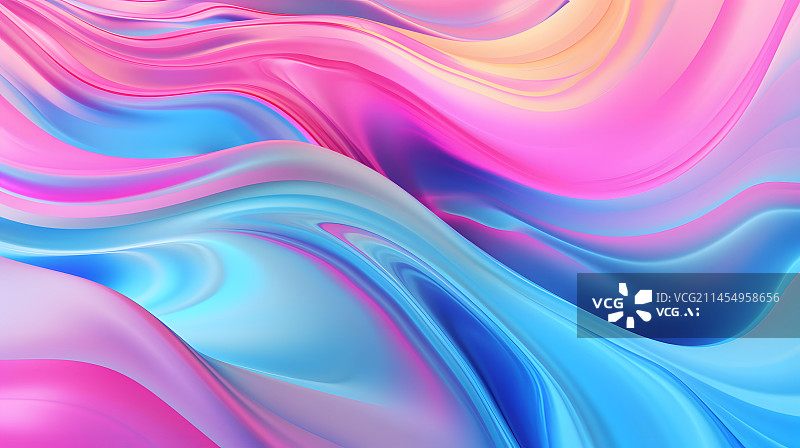 【AI数字艺术】数码彩虹色山脉波浪曲线抽象图形海报网页PPT背景图片素材